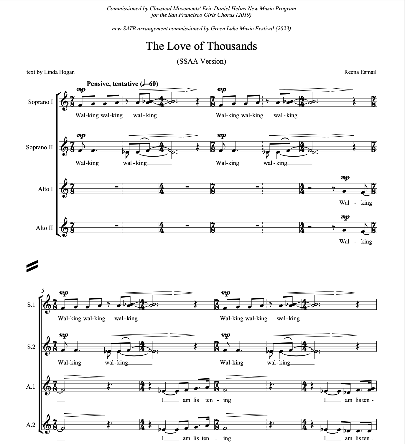 The Love of Thousands SSAA